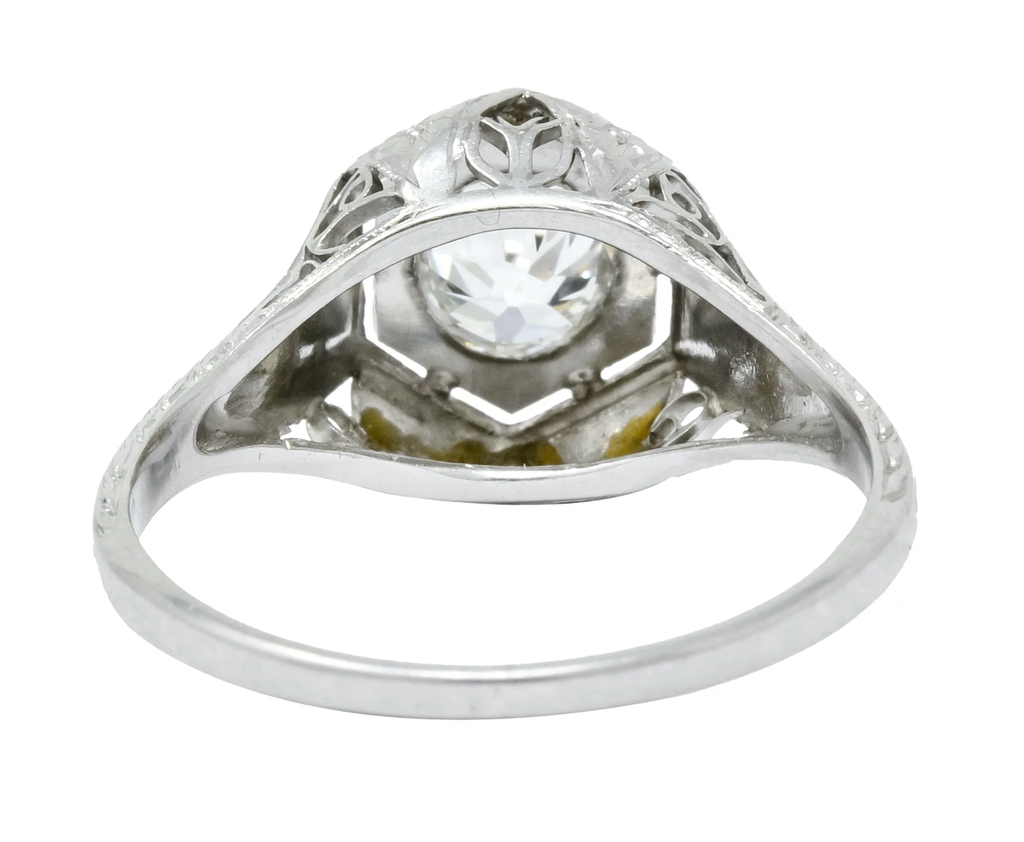 1915 Edwardian .63 CTW Old European Cut Diamond Platinum Engagement  Ring