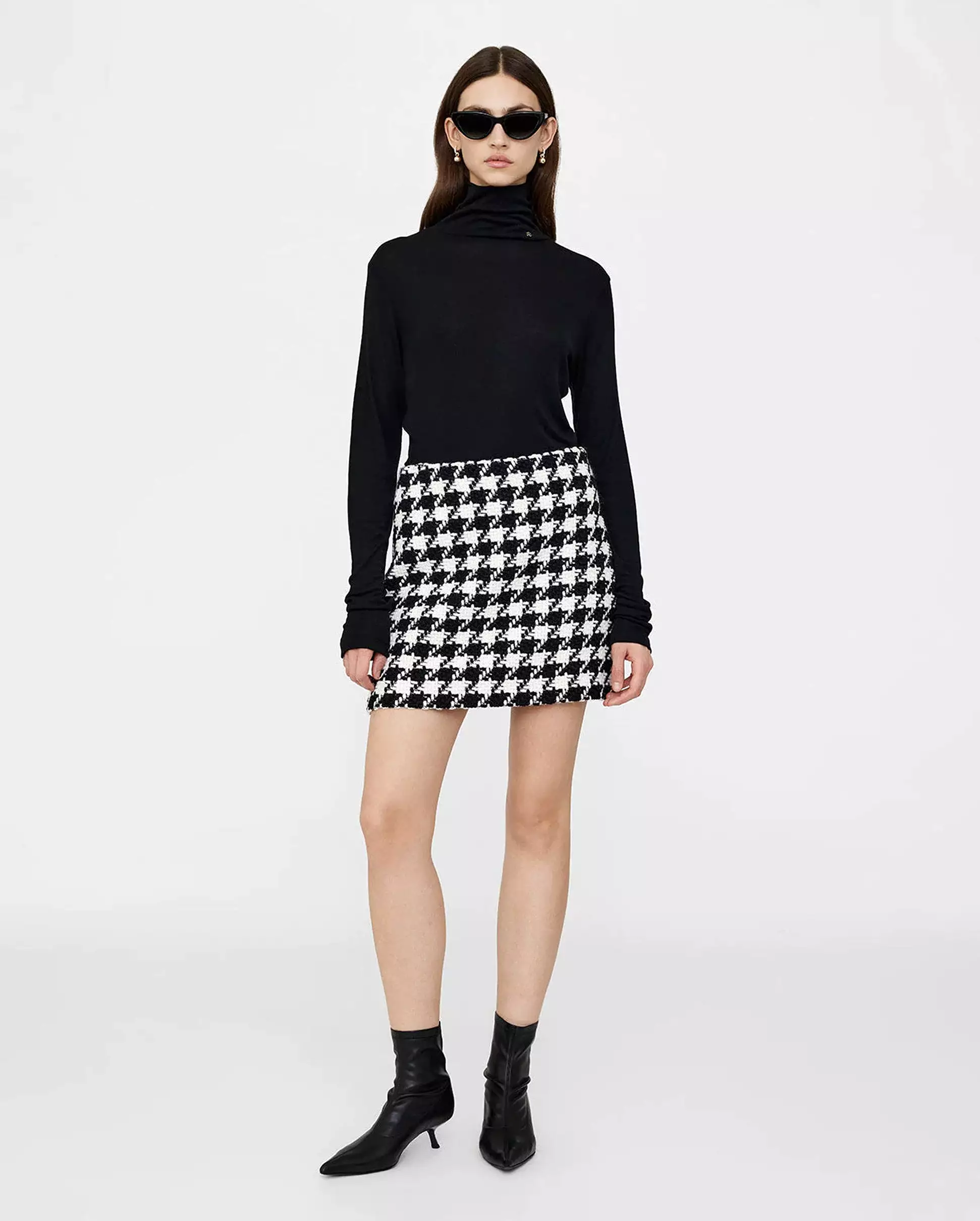 ADA SKIRT / BLACK AND WHITE HOUNDSTOOTH