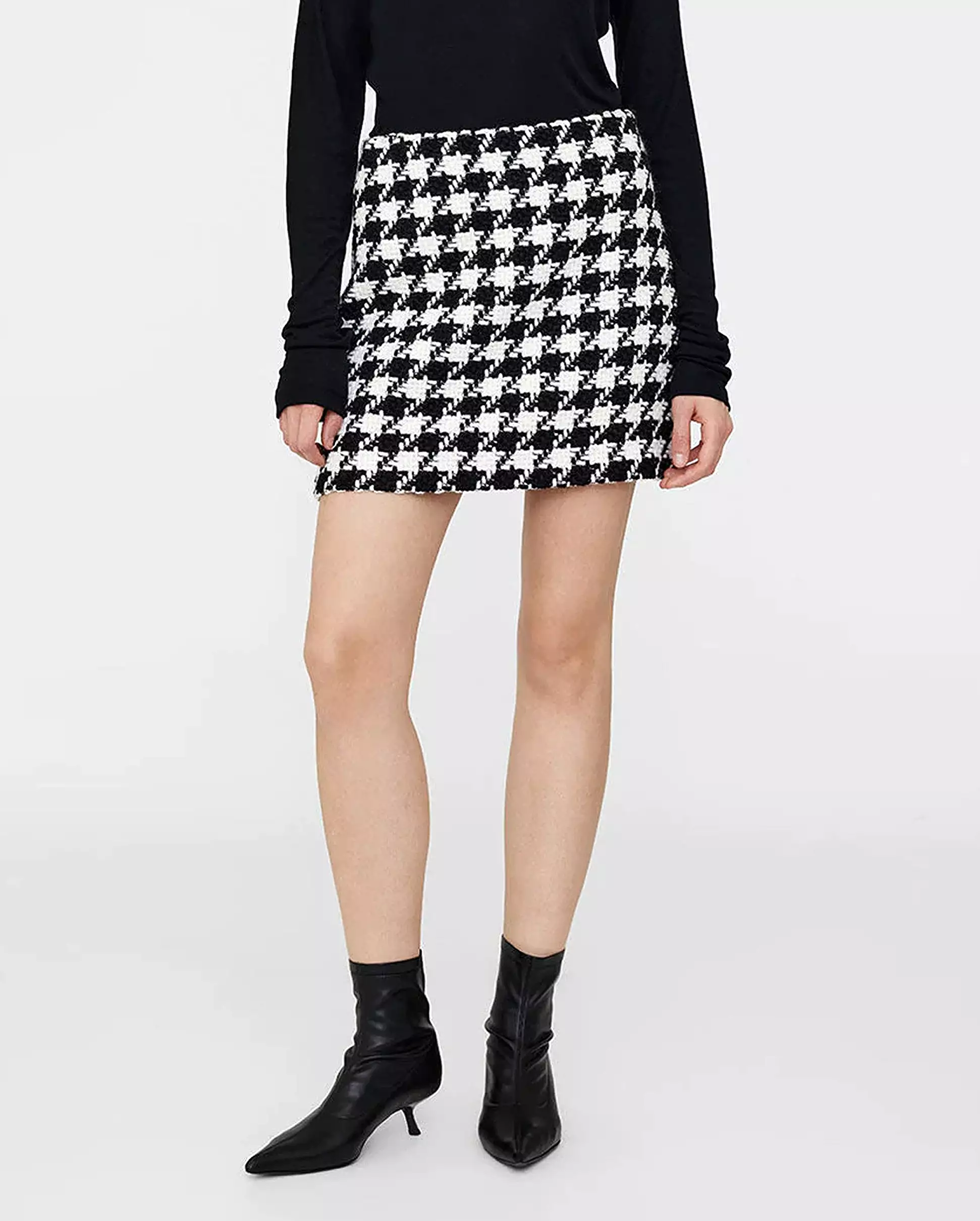 ADA SKIRT / BLACK AND WHITE HOUNDSTOOTH