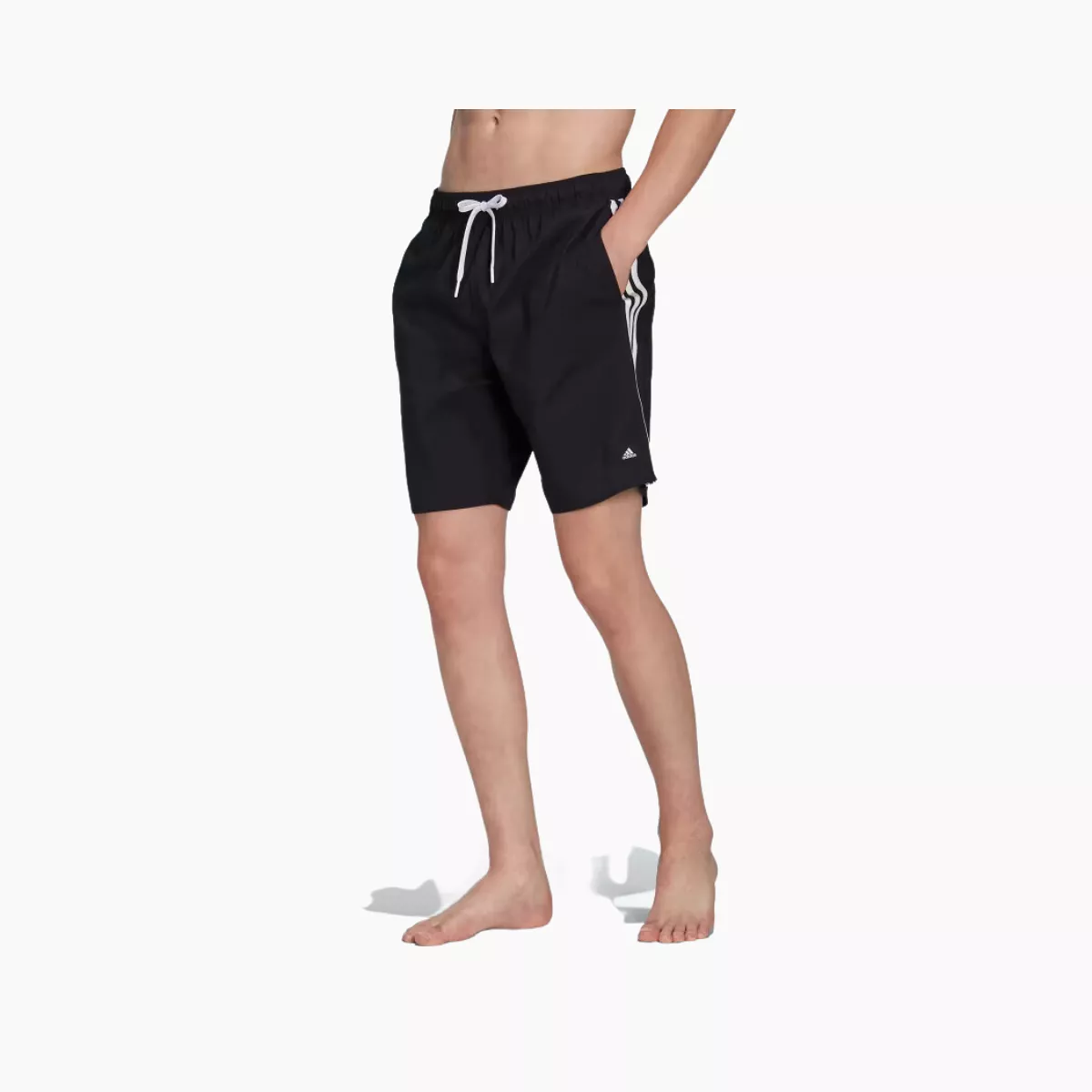 Adidas 3 Stripes CLX Men's Swim Shorts -Black/White