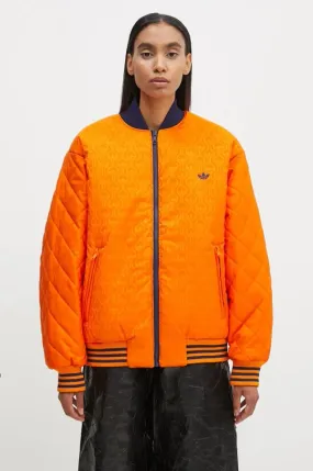 adidas Originals reversible bomber jacket 70s Reversible Oversized Bomber Jacket women's orange color JN7657