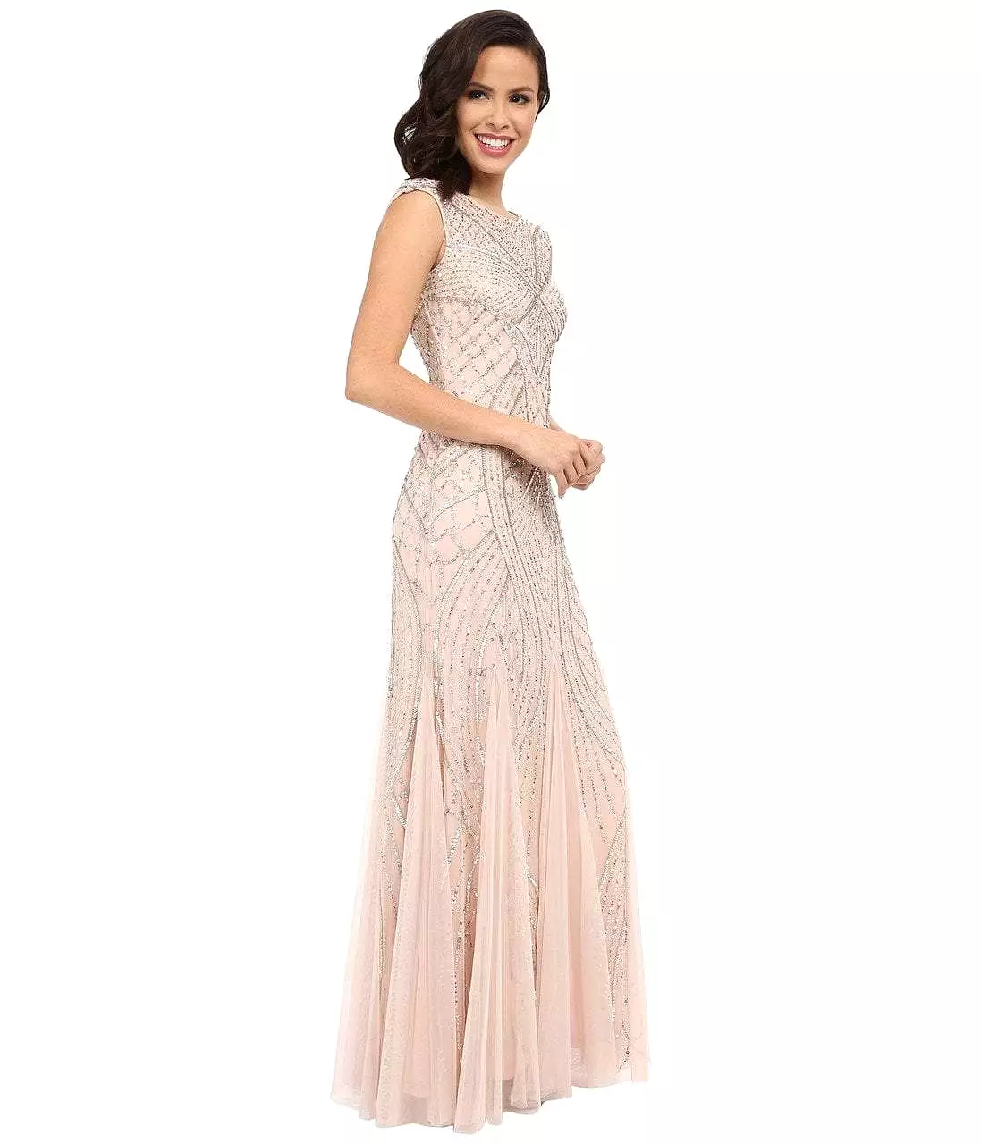 Adrianna Papell 61910460 Sequin Embellished Sleeveless Godet Gown