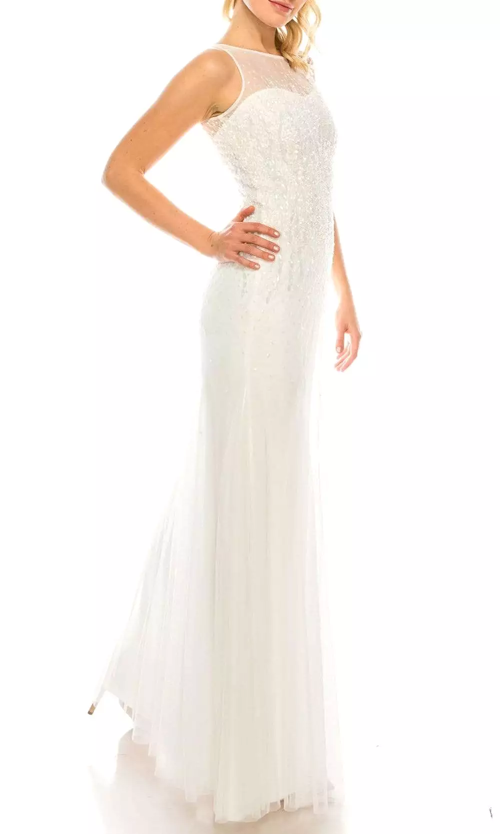 Adrianna Papell - 91892190 Beaded Illusion Neck Dress