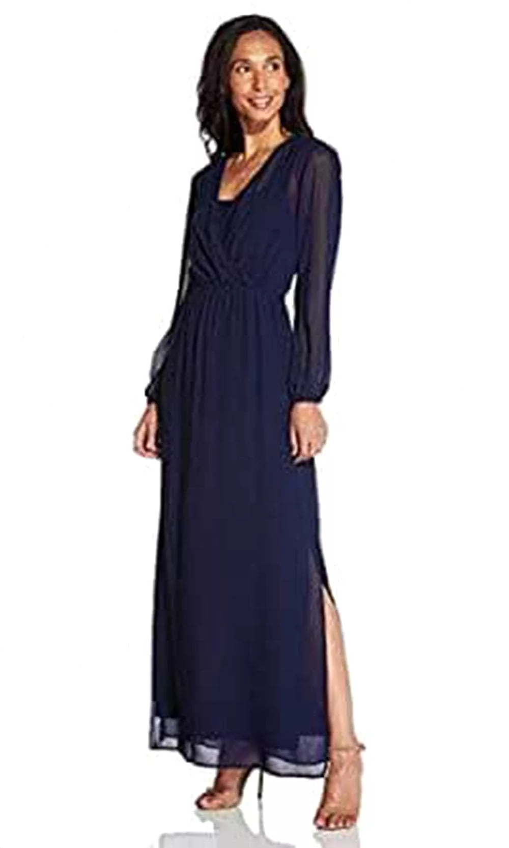 Adrianna Papell AP1D104303 - Long Sleeves V-Neck Long Dress