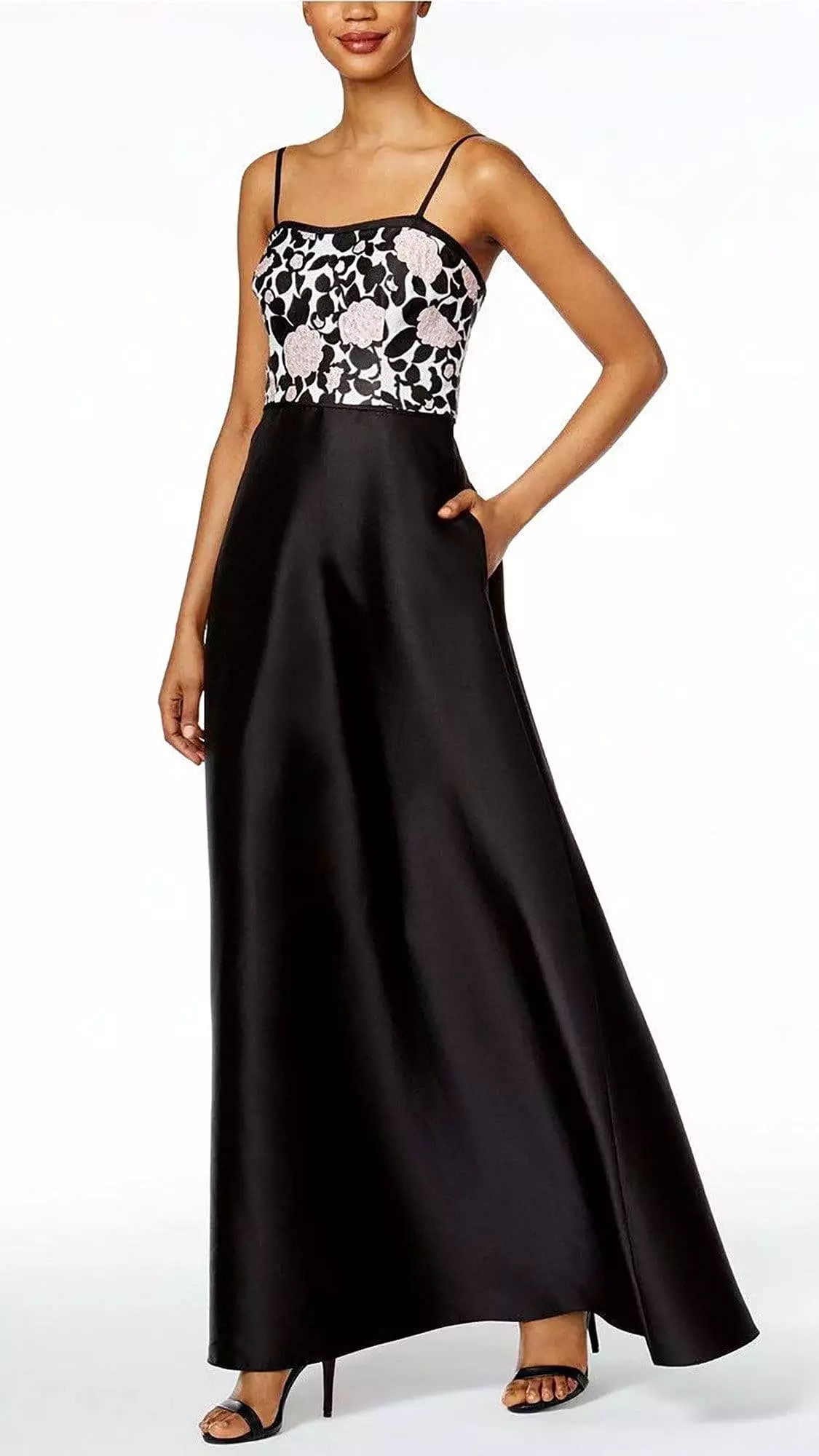 Adrianna Papell AP1E201123 Semi-Sweetheart Floral Embellished Dress - 1 Pc LIGHT PINK BLACK in Size 12 Available