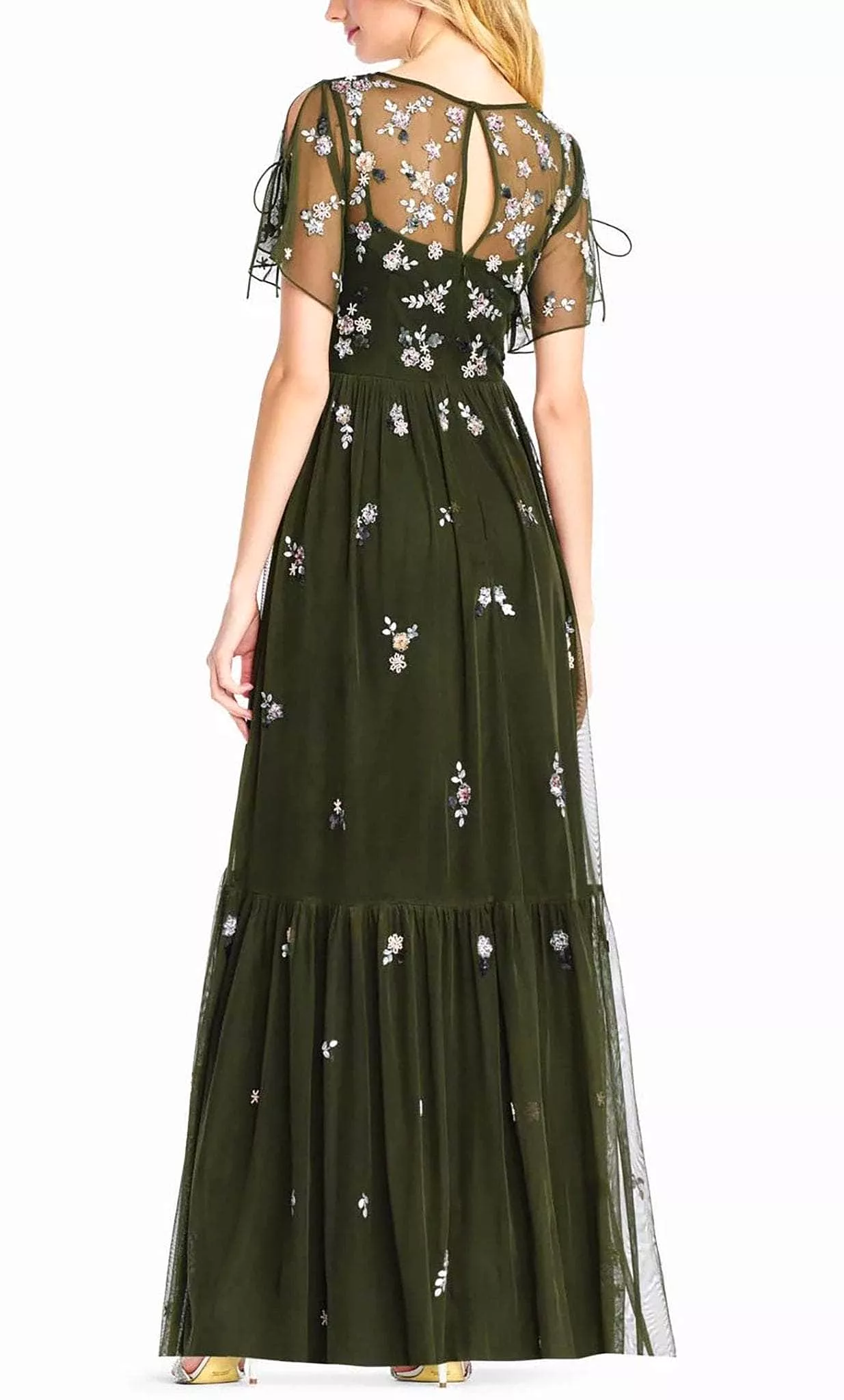 Adrianna Papell AP1E202943 - Floral Embroidered Full Length Dress