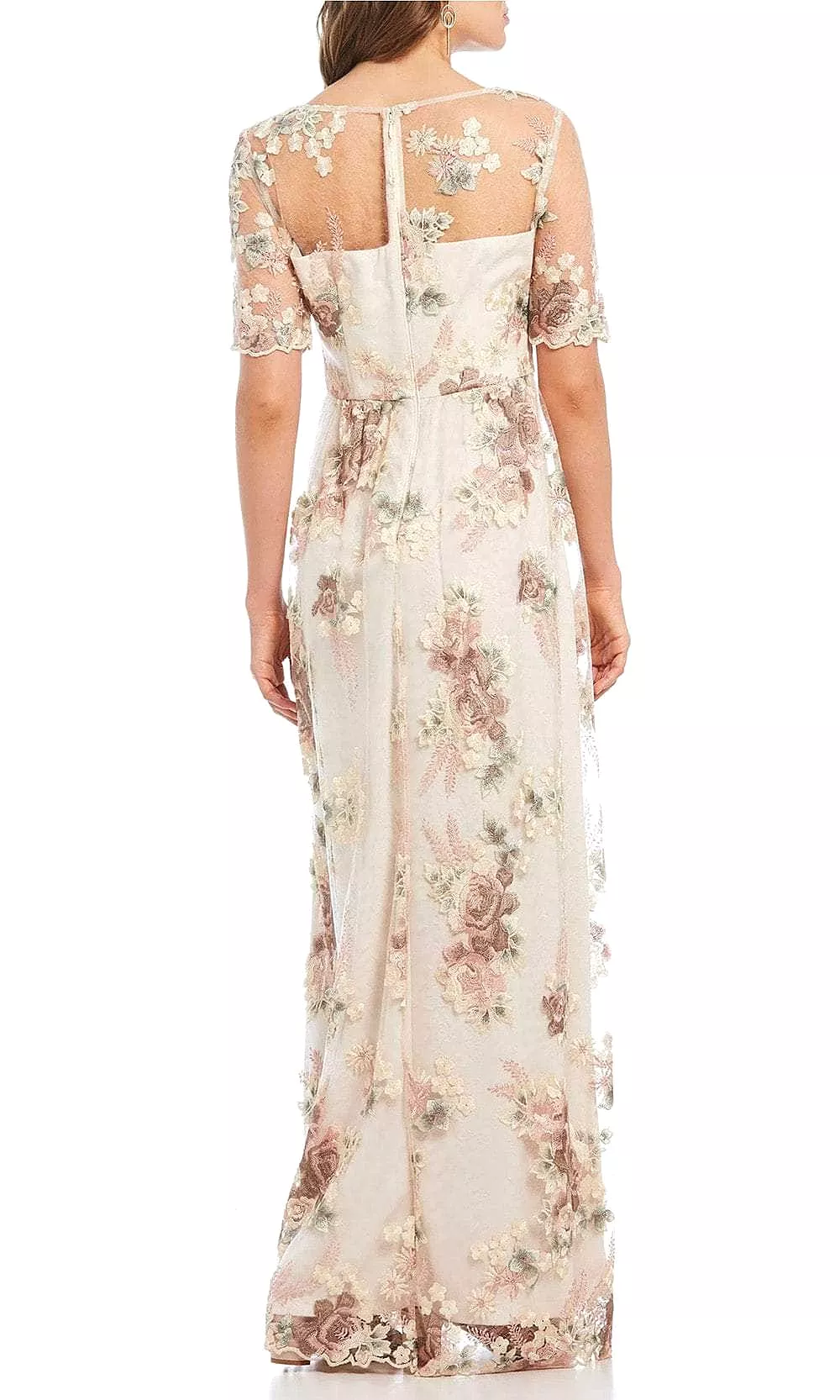 Adrianna Papell AP1E203576 - Illusion Sleeve Floral Evening Gown