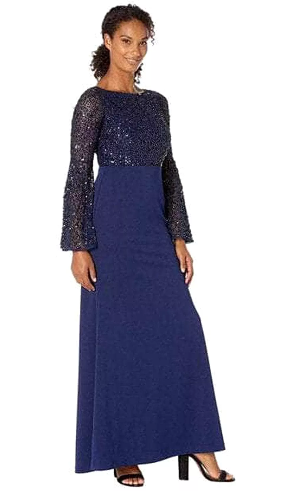 Adrianna Papell AP1E206072 P - Long Bell Sleeve V-Neck Evening Dress