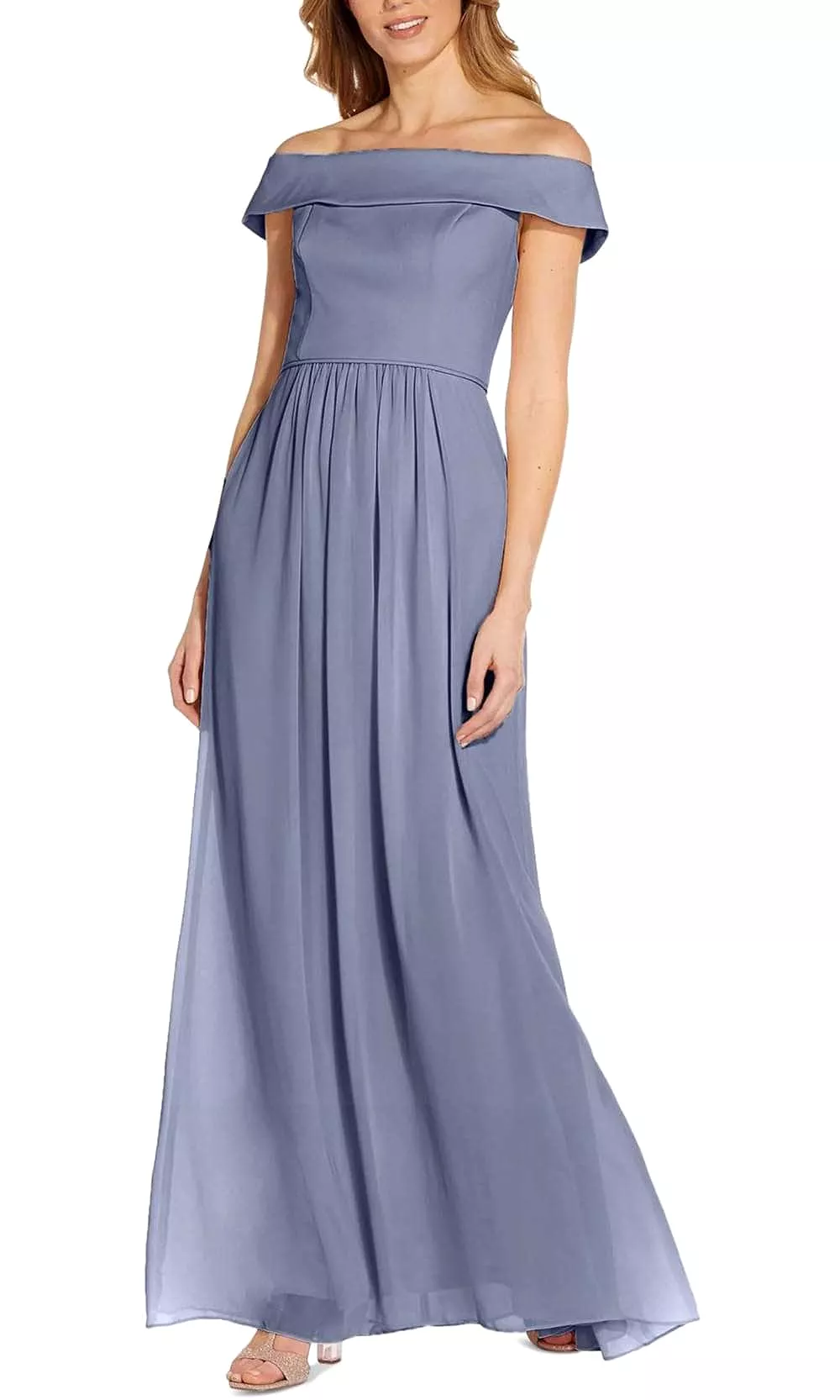 Adrianna Papell AP1E207939 - Off Shoulder Chiffon Long Dress