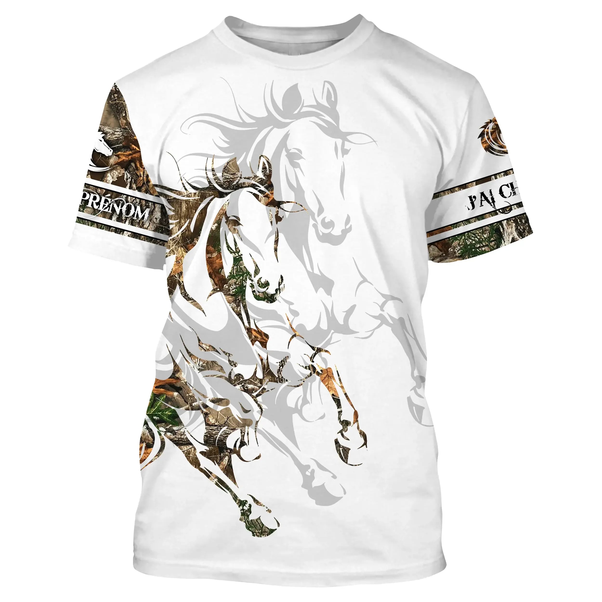 Amoureux des Chevaux, Tatouage, Camouflage, 3D All-Over Imprimé Shirt Personnalisé, Cadeau Chevaux Passion, J'peux Pas, J'ai Che