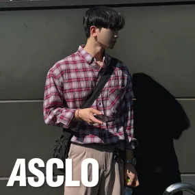 ASCLO  |Other Plaid Patterns Casual Style Unisex Linen Street Style