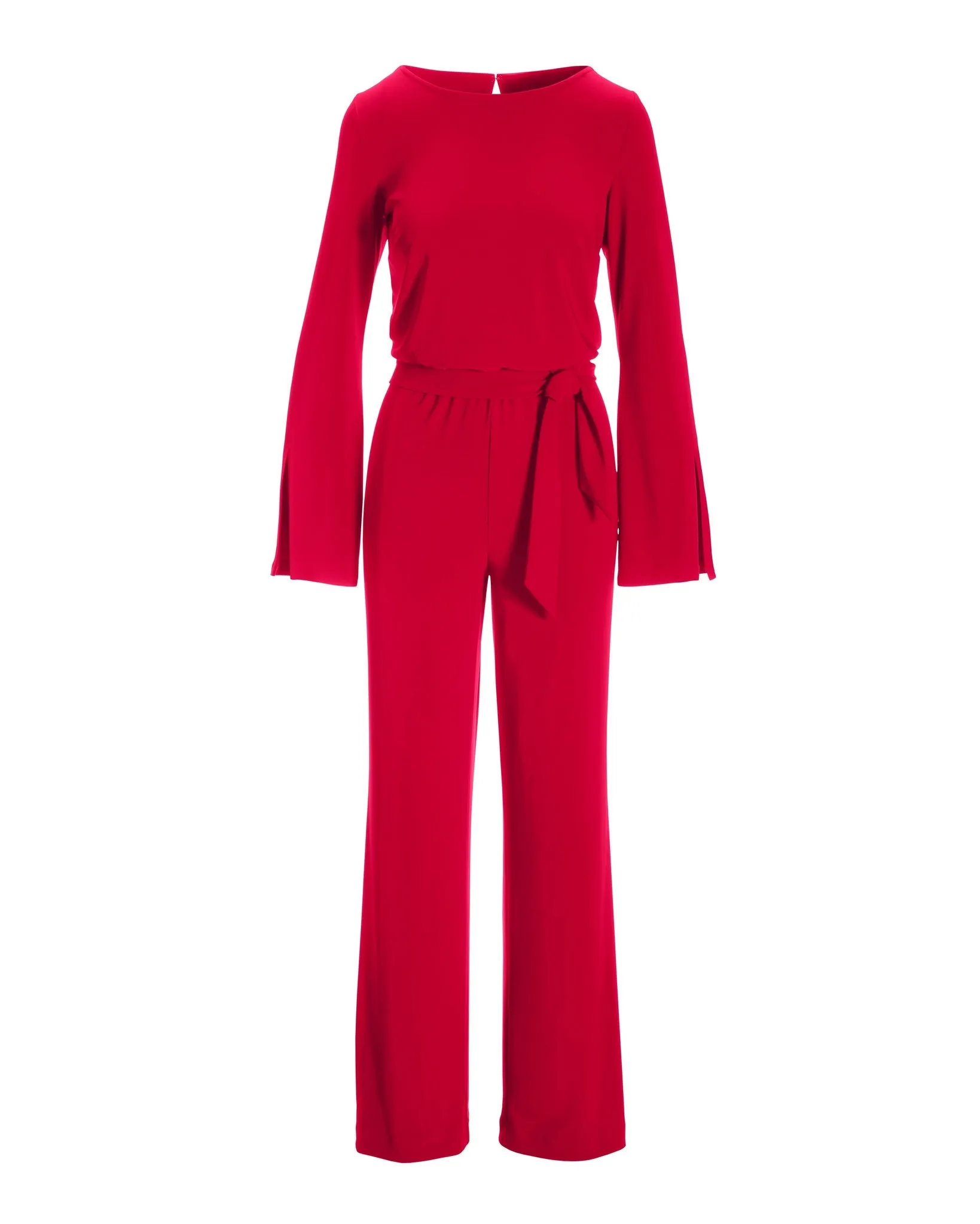 Beyond Travel Long Sleeve Tie Waist Jumpsuit French Kiss