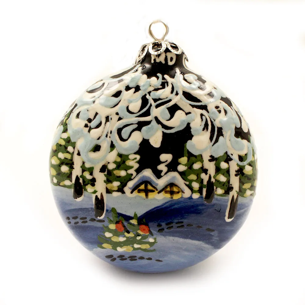 Birch Trees on Bulb Large Ceramic Ornament