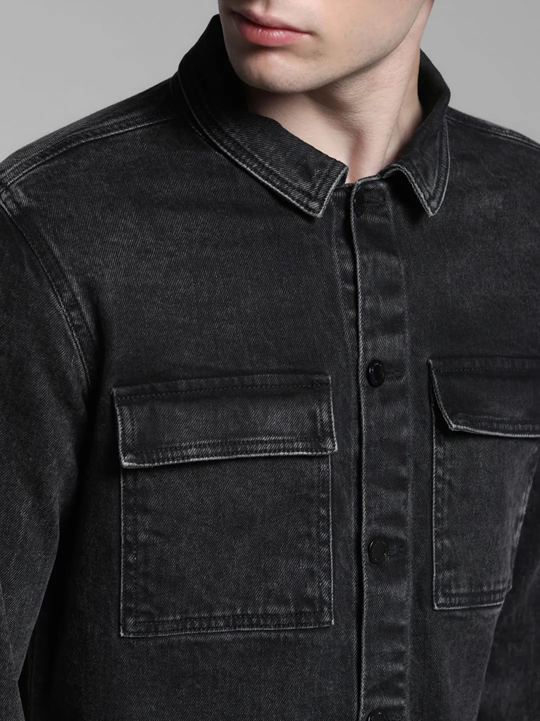 Black Washed Denim Jacket