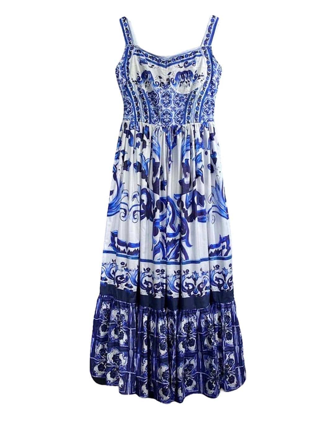 Blue Print Flowy Long Dress