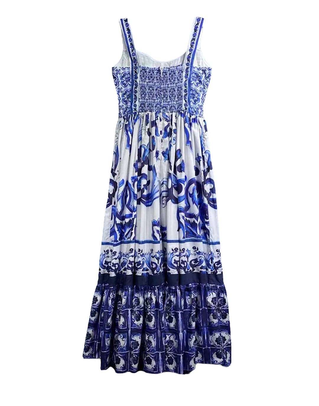 Blue Print Flowy Long Dress