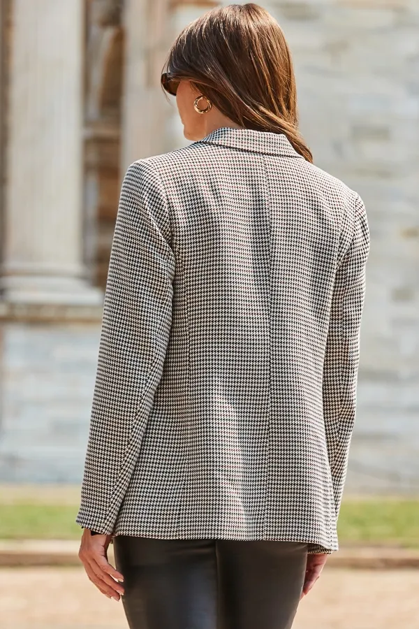 Brown Checked Double Breasted Blazer