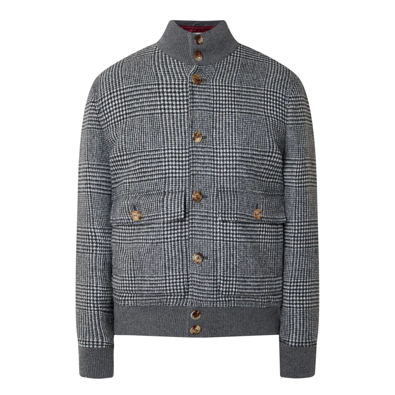 BRUNELLO CUCINELLI Prince Of Wales Check Bomber Jacket - Grey