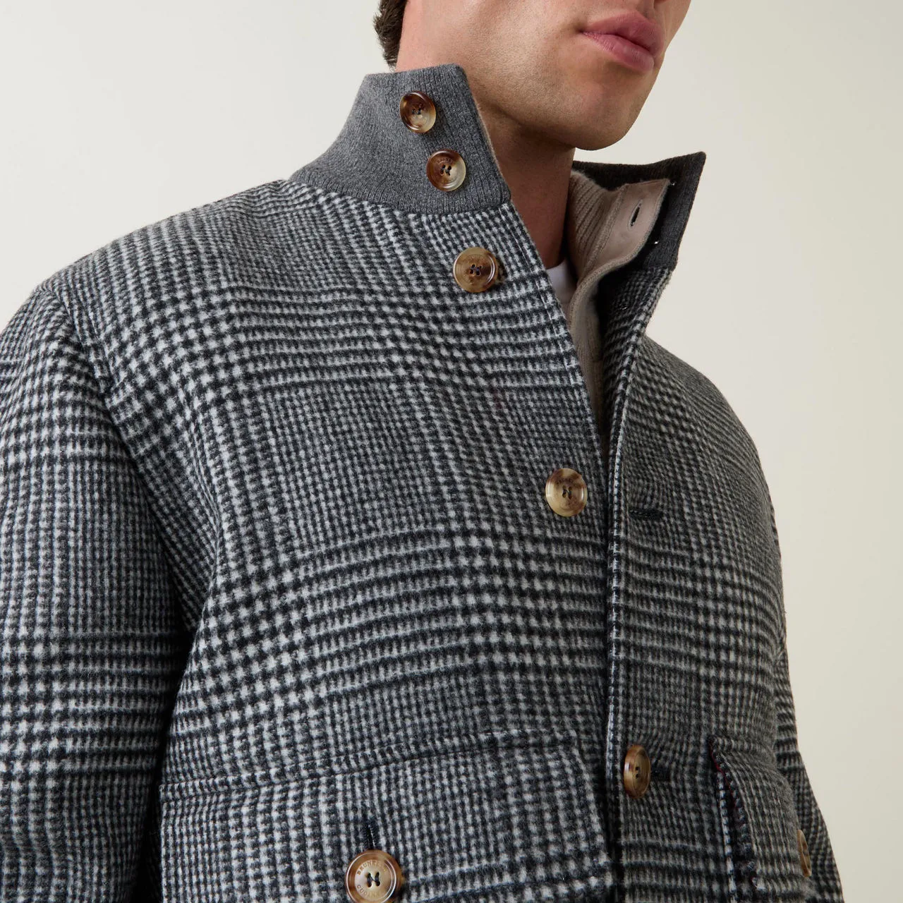 BRUNELLO CUCINELLI Prince Of Wales Check Bomber Jacket - Grey