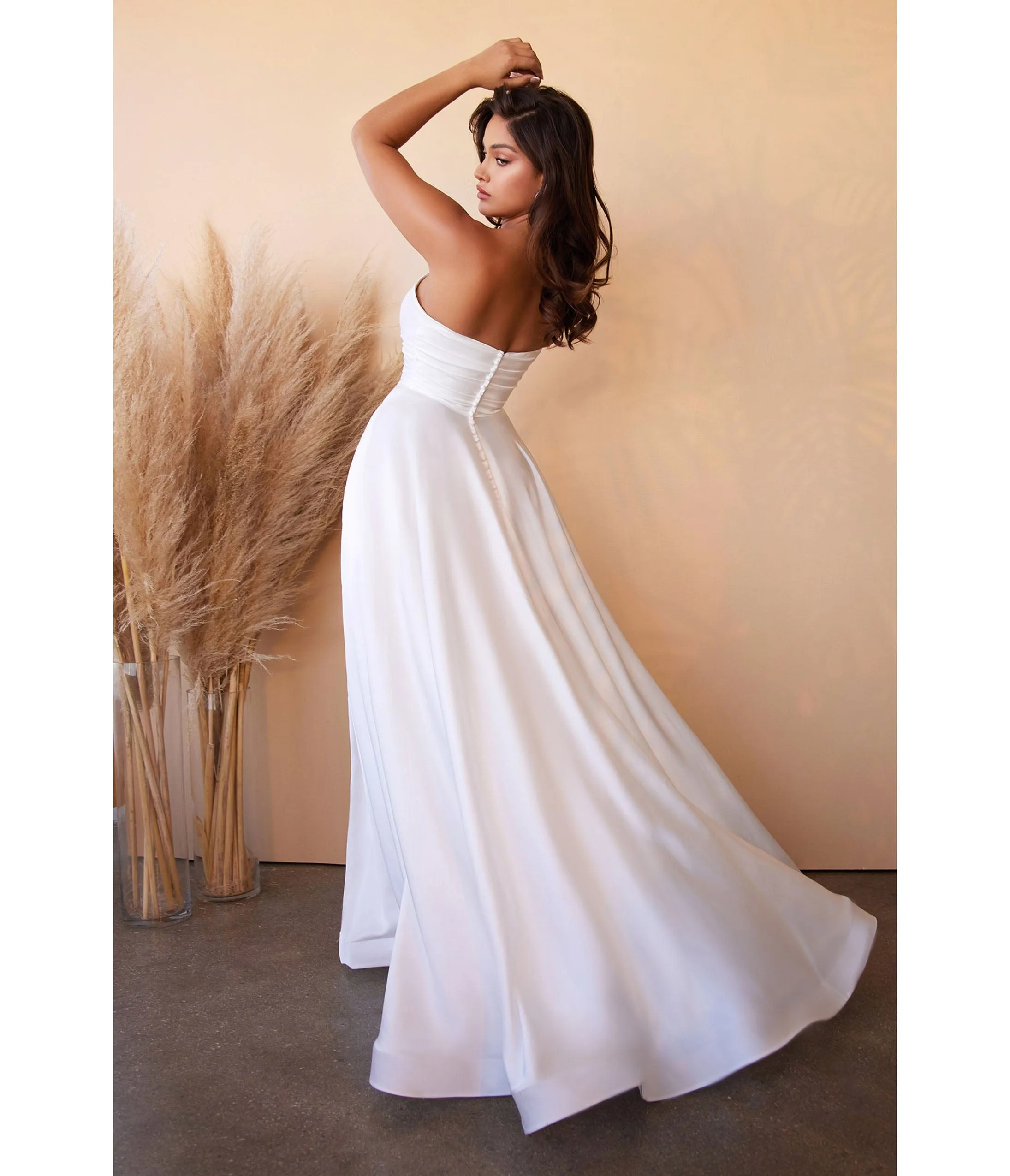 Cinderella Divine White Strapless Sweetheart Satin Bridal Gown