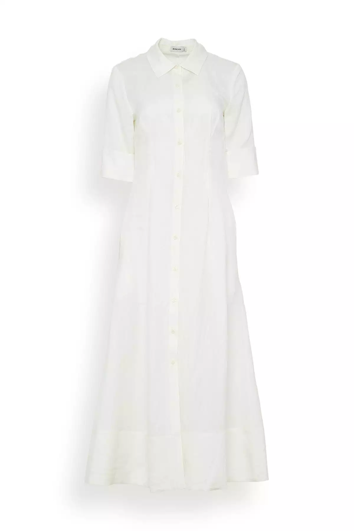 Claudine Short Sleeve Shirt Midi Dress in White