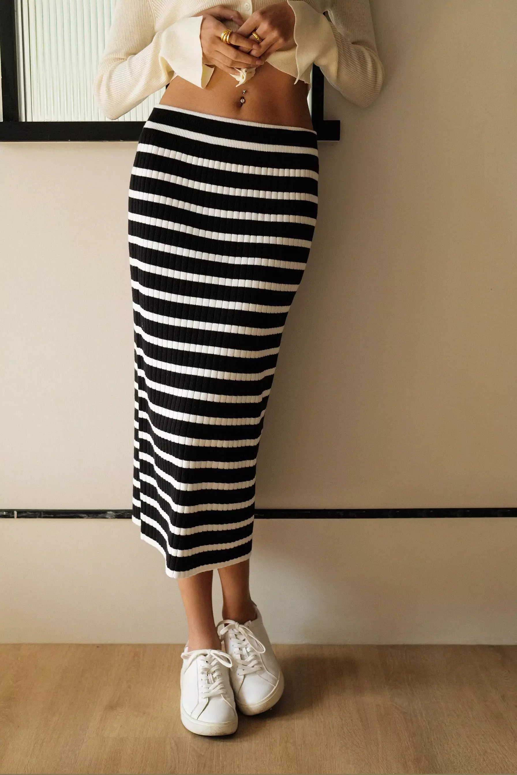 Coastline stripes knit skirt