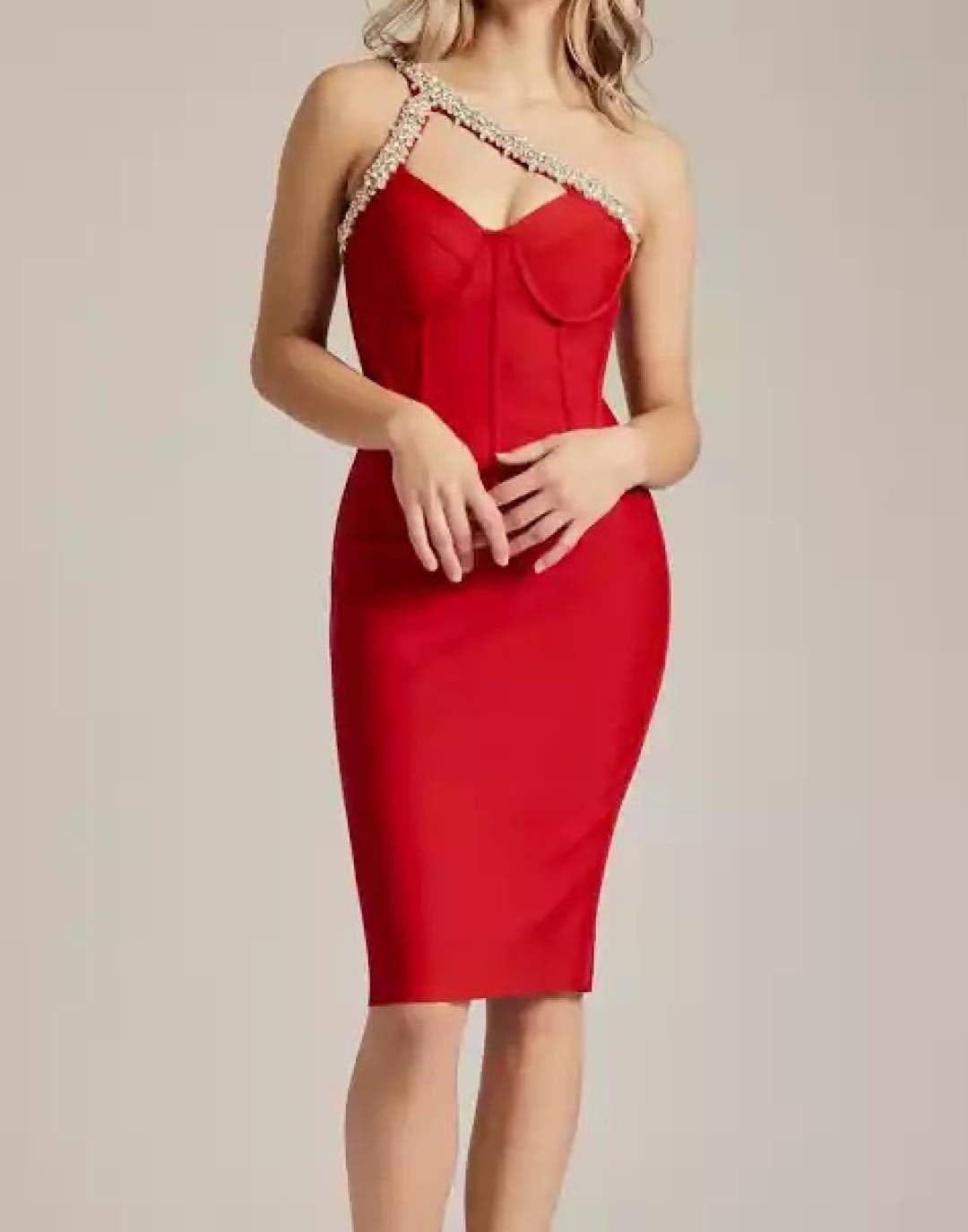 Crystal Trimmed Cutout Bandage Dress