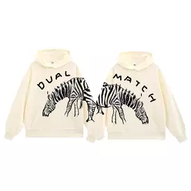 Dual Match Hoodies Unisex Valentine Hand Painting Zebra Matching Hoodies