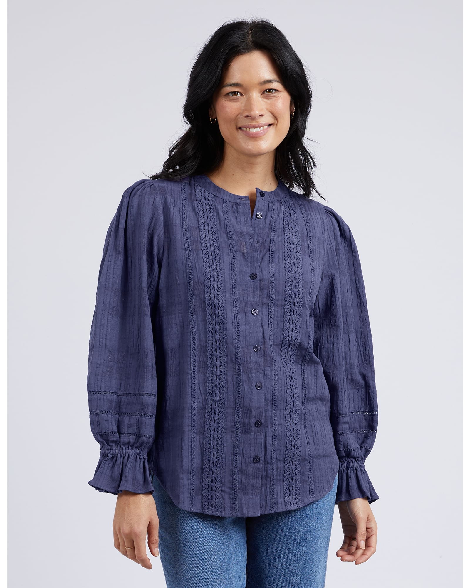 Elm - Fennel Cotton Shirt - Navy