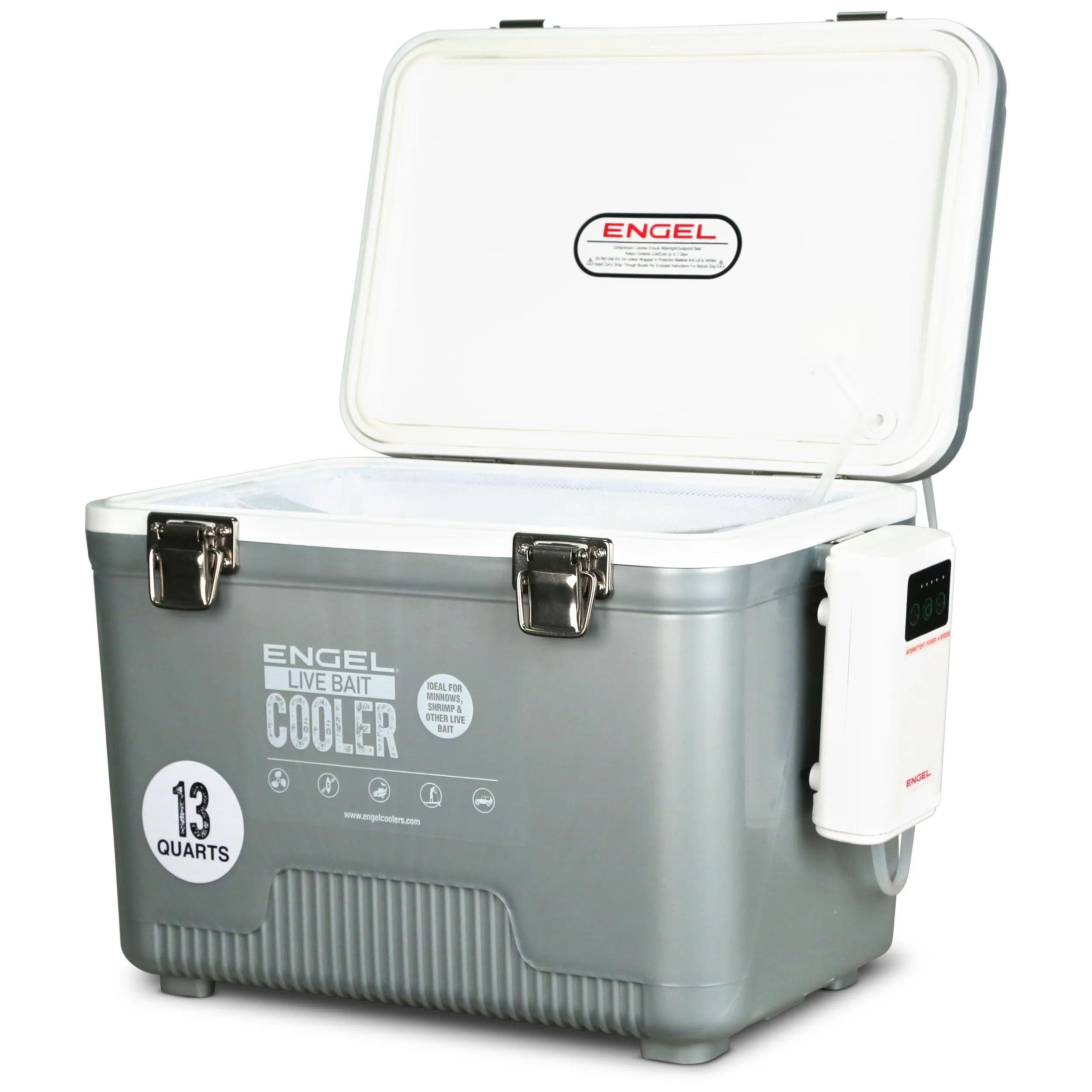 Engel 13Qt Live bait Pro Cooler with AP3 Rechargeable Aerator & Stainless Hardware