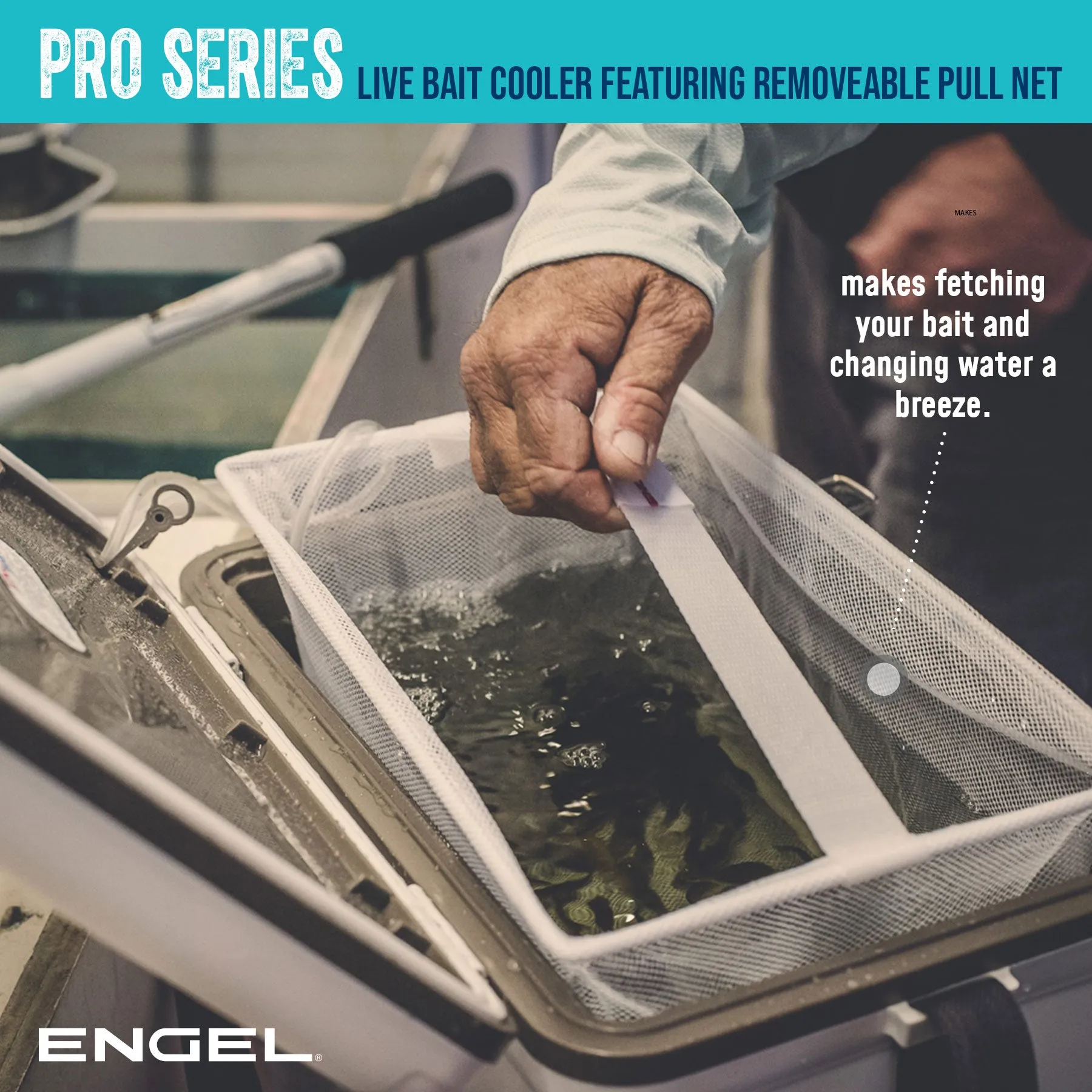 Engel 13Qt Live bait Pro Cooler with AP3 Rechargeable Aerator & Stainless Hardware