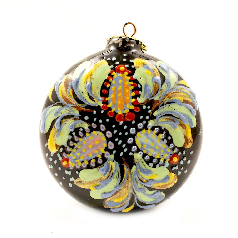 Floral Round Small Ceramic Ornament