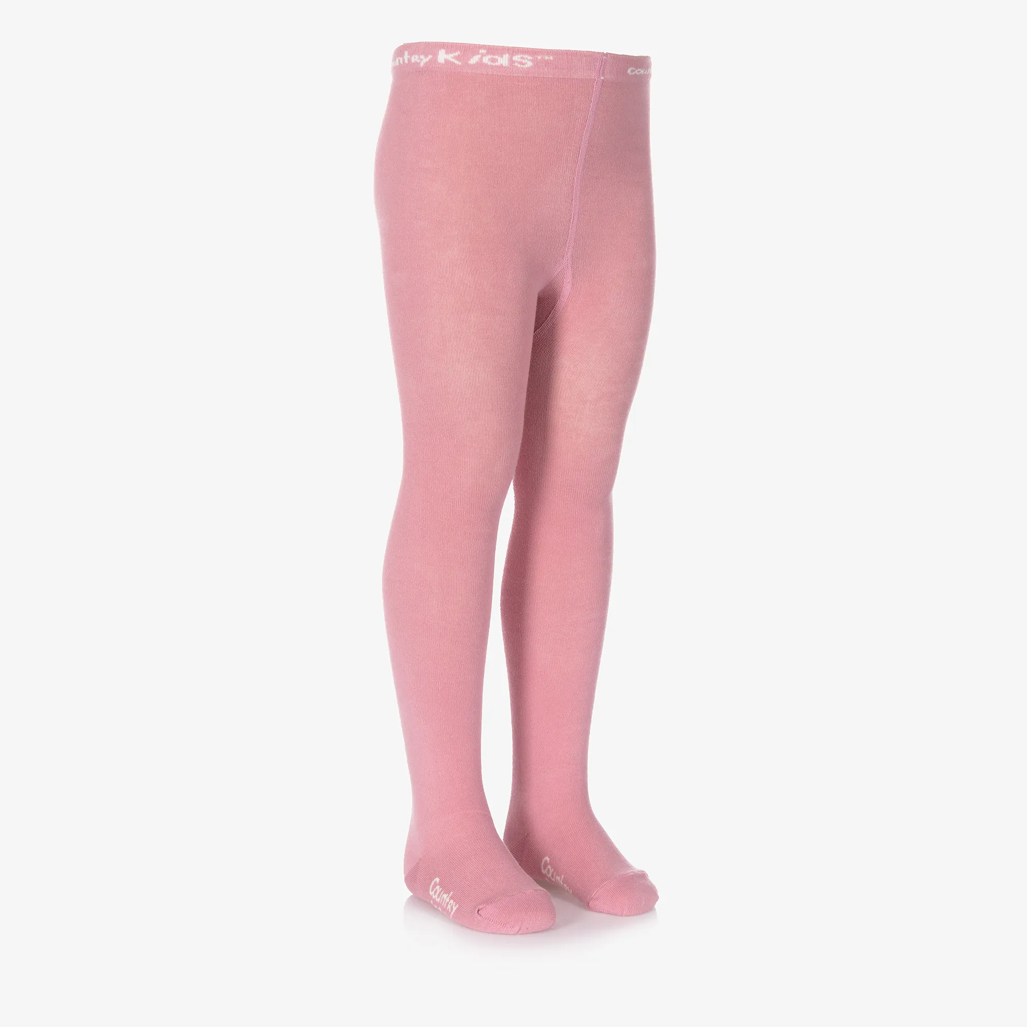 Girls Dusky Pink Cotton Knitted Tights