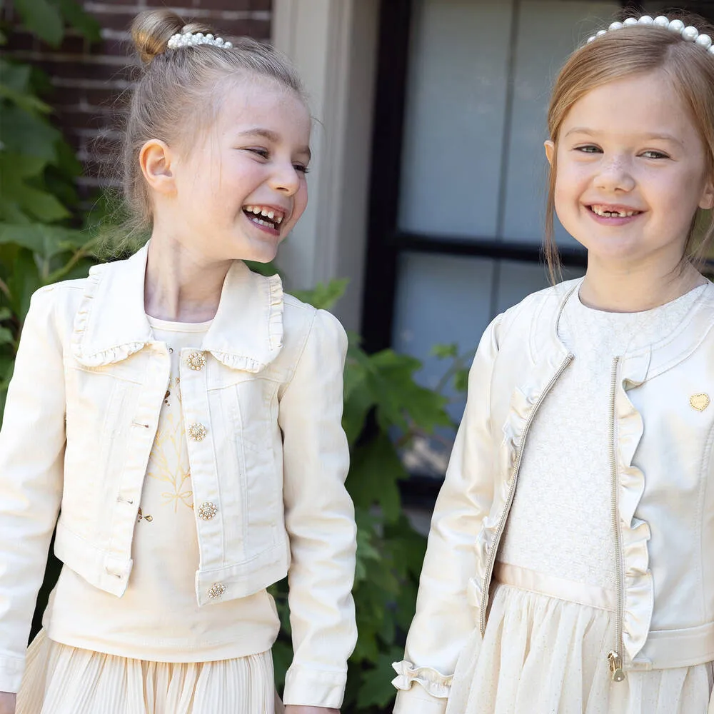 Girls Ivory Denim Jacket