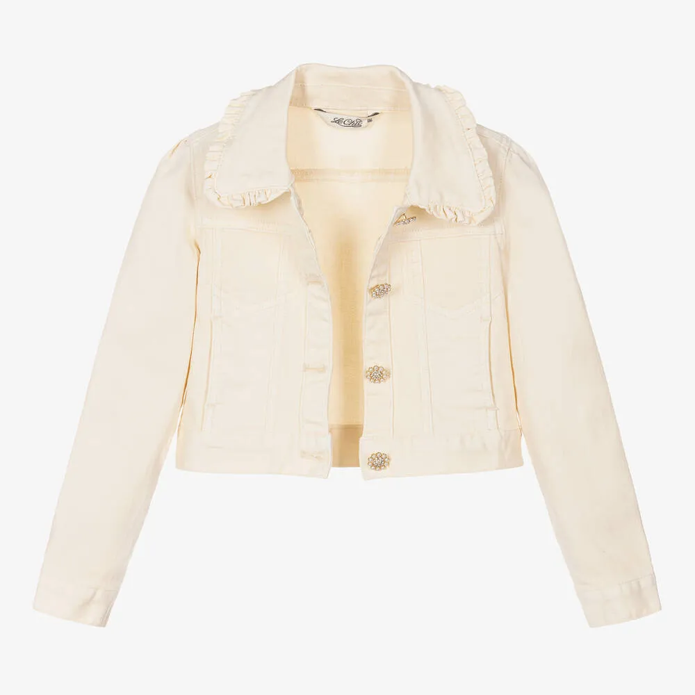 Girls Ivory Denim Jacket