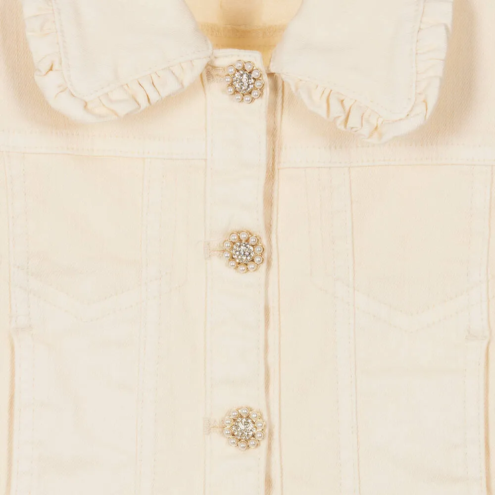 Girls Ivory Denim Jacket