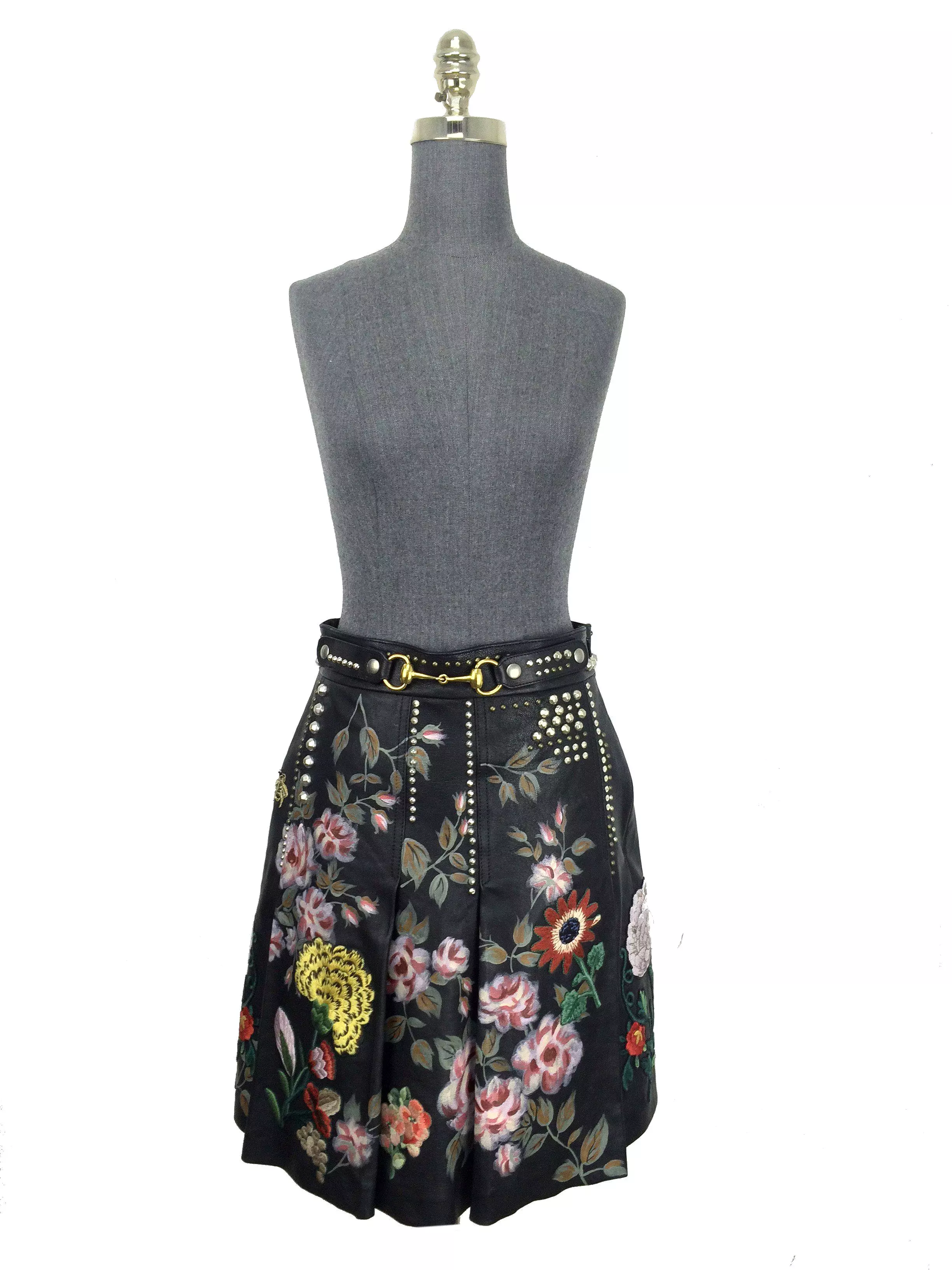 Gucci Hand-Painted Leather Skirt Size M NEW