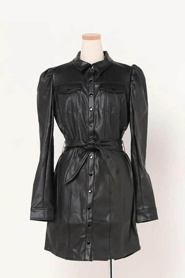 Guess Lina Faux-Leather Shirtdress