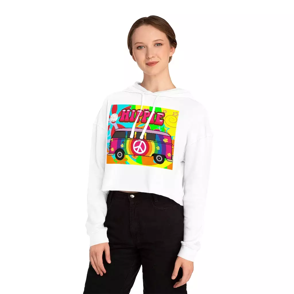 Hippie Party Bus Cropped Hoodie