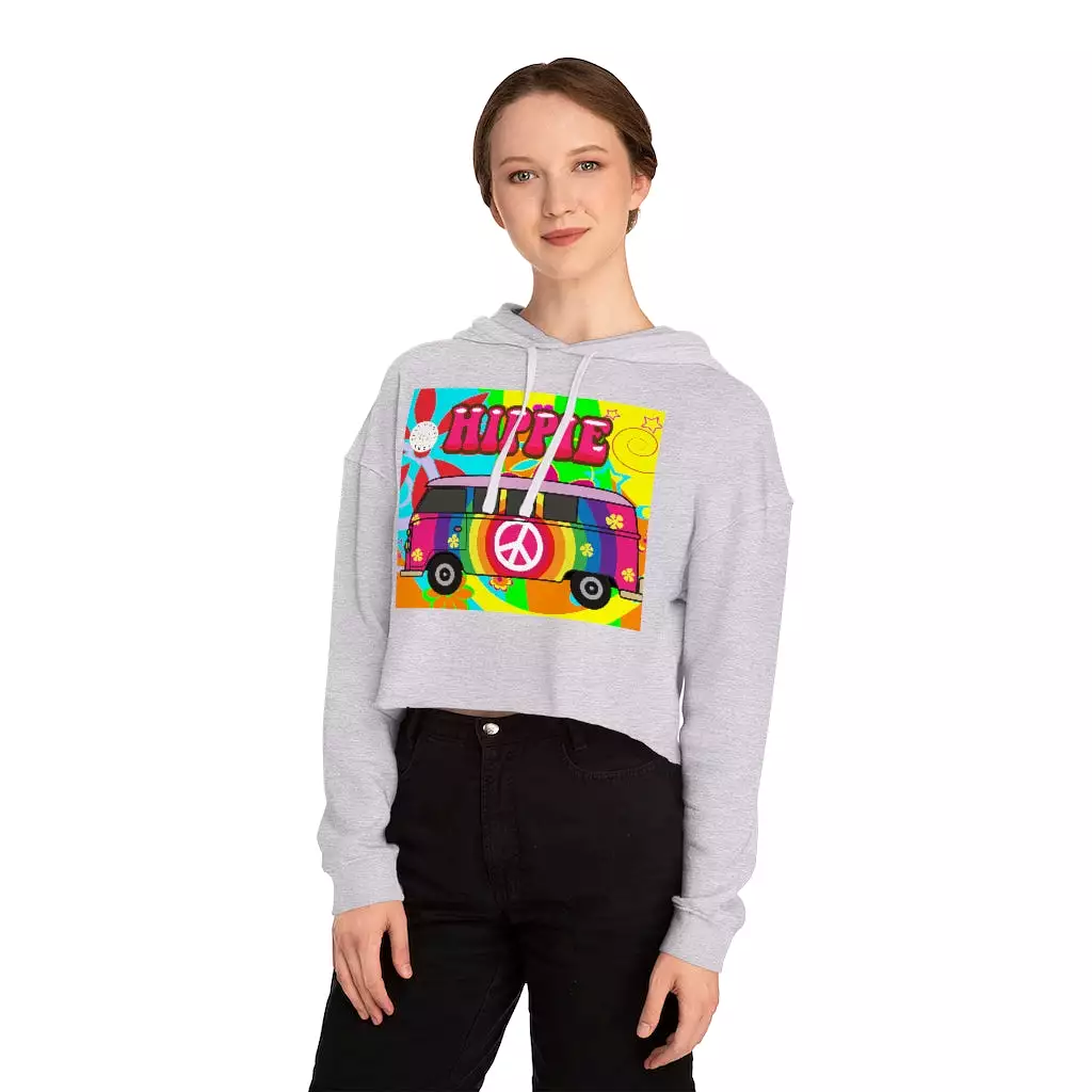 Hippie Party Bus Cropped Hoodie