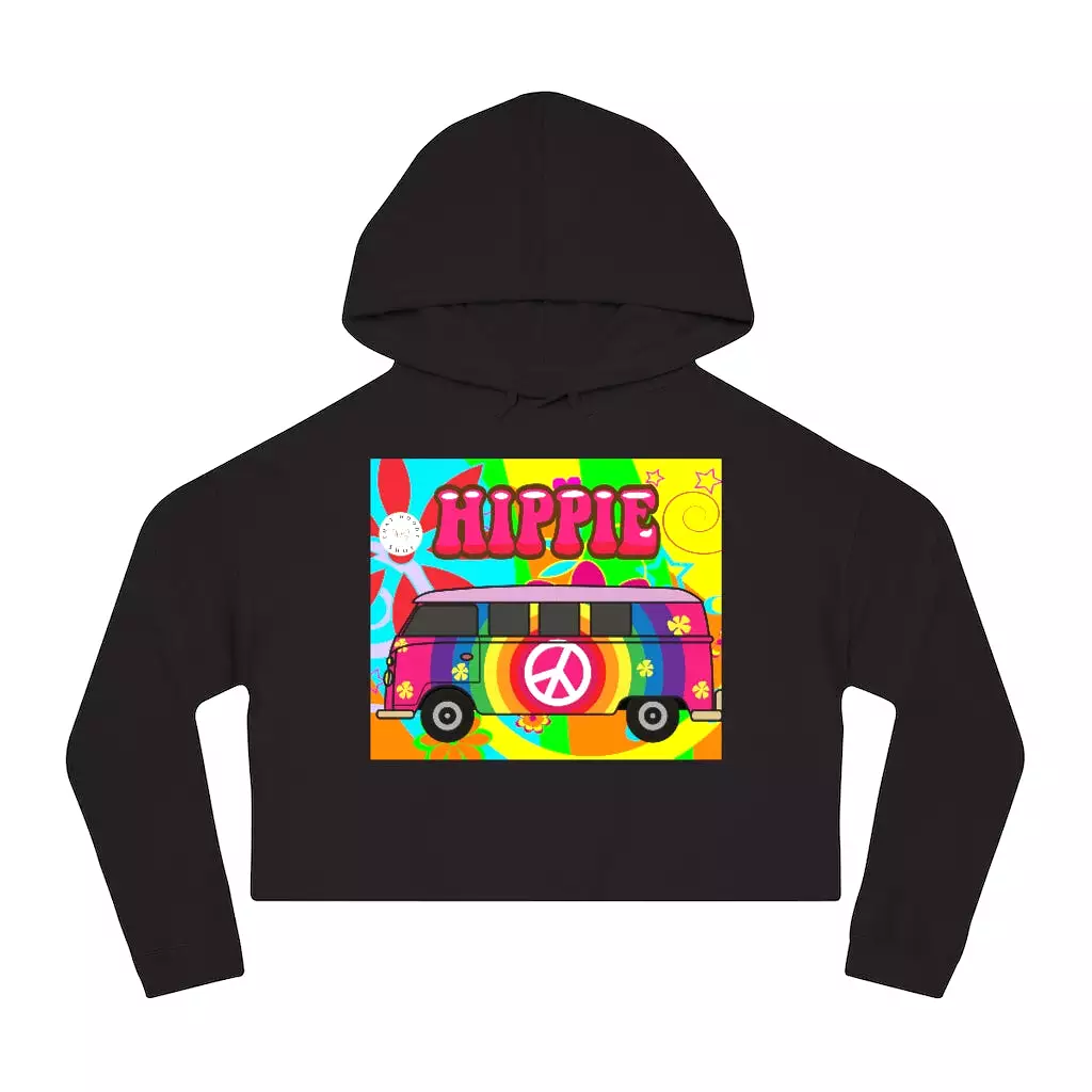 Hippie Party Bus Cropped Hoodie