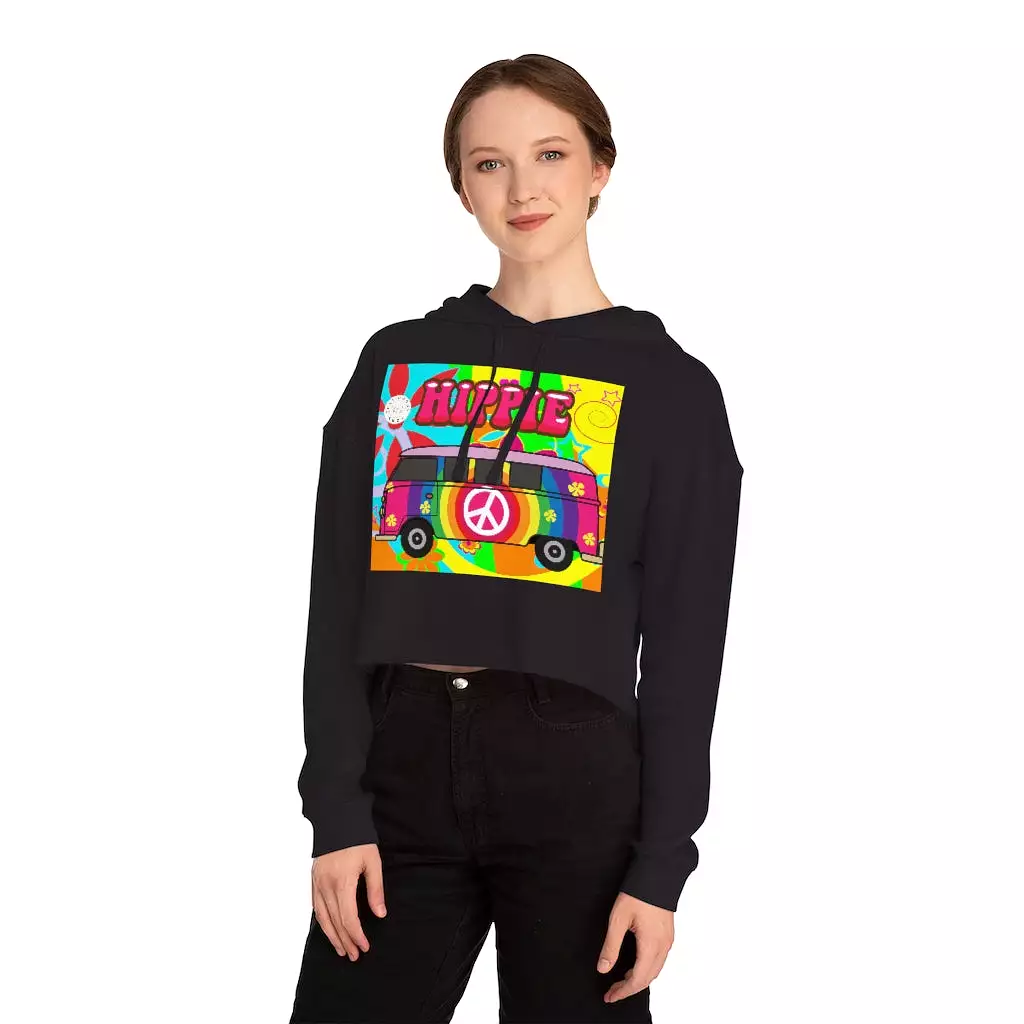 Hippie Party Bus Cropped Hoodie