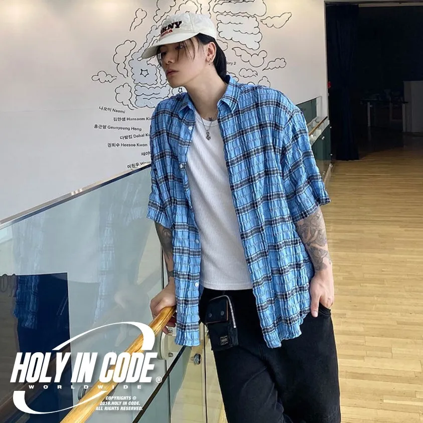 HOLY IN CODE  |Other Plaid Patterns Casual Style Unisex Street Style Cotton