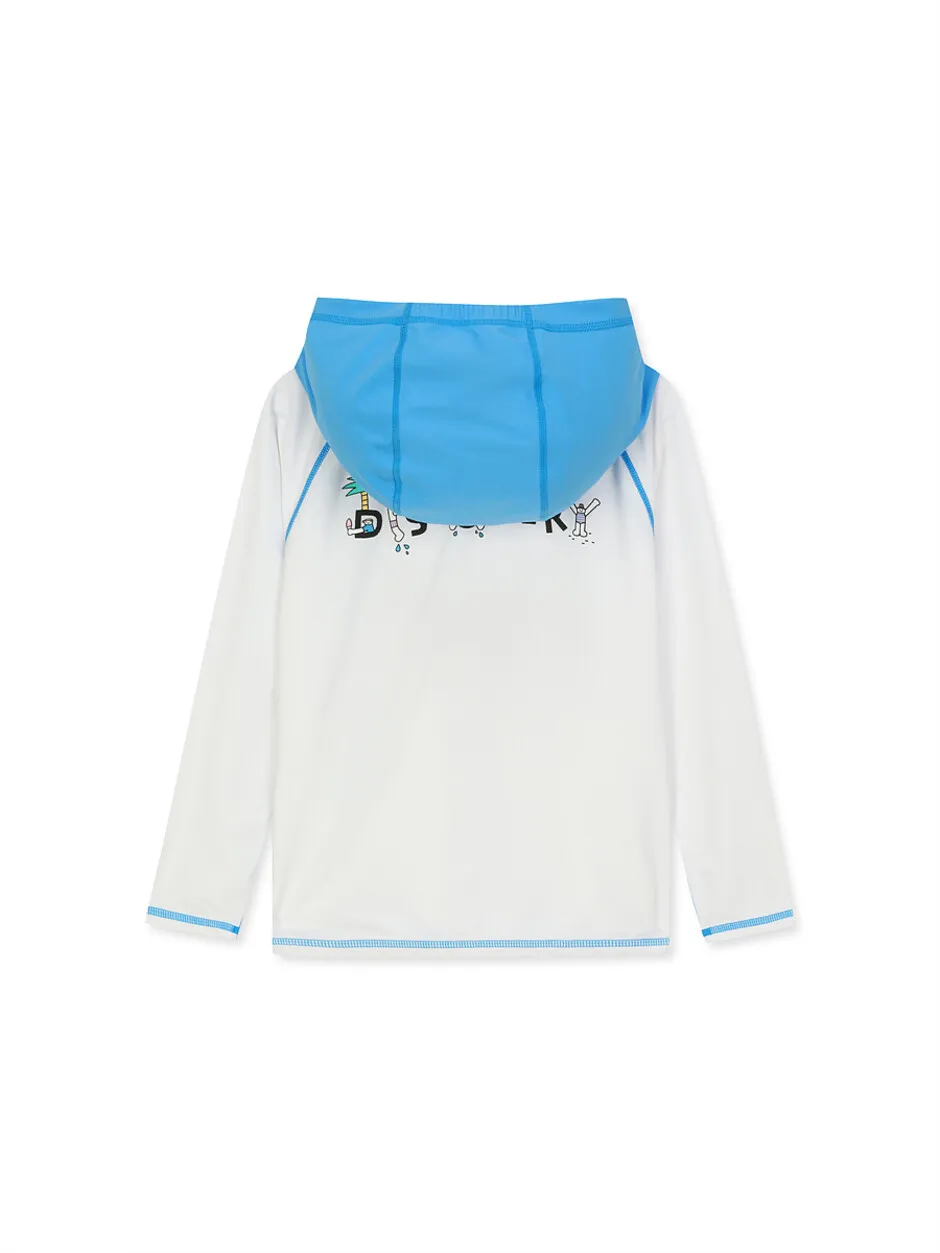 [KIDS] Hooded Zip-Up Rashguard Off White