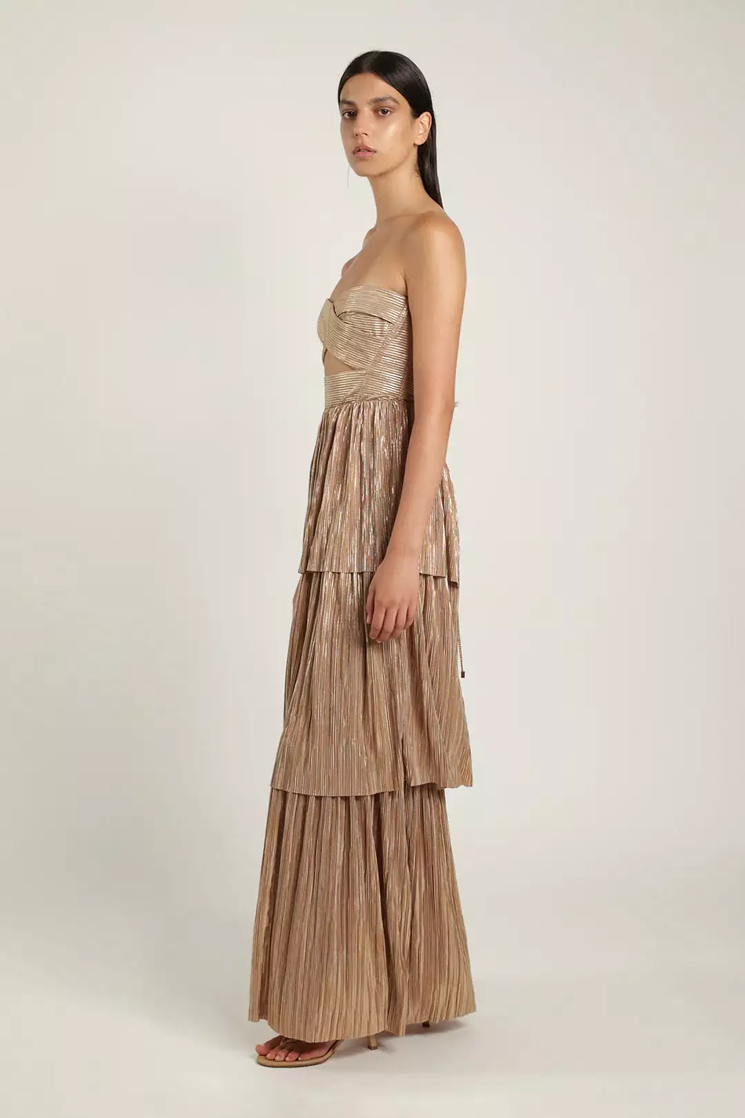 Kyra Metallic Tiered Maxi Dress