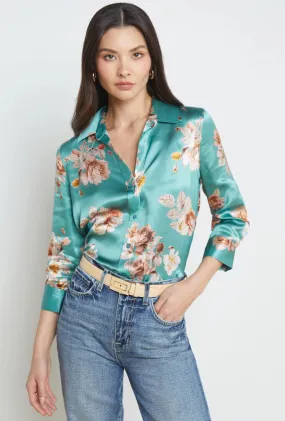 L’agence - Dani Blouse - Green Jasper Multi Tonal Rose Floral