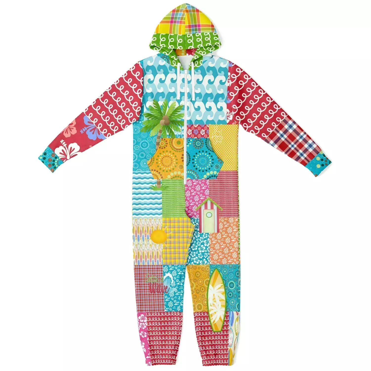 Maui Waui Hawaiian Surfside Patchwork Unisex Fleece Romper