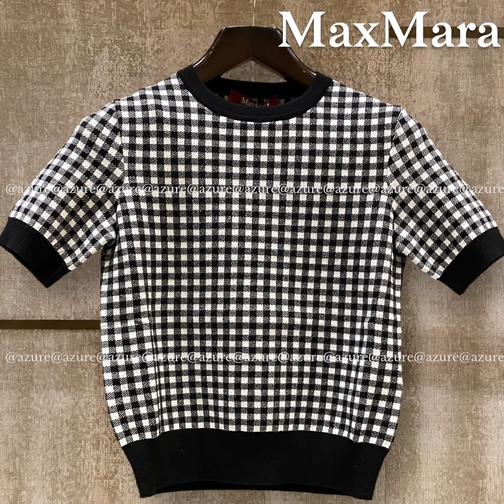 Max Mara Studio  |Crew Neck Other Plaid Patterns Casual Style Rib