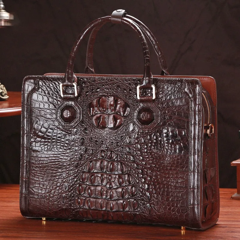 Men's Genuine Leather Large Capacity Business Password Lock Briefcase