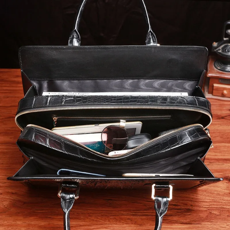 Men's Genuine Leather Large Capacity Business Password Lock Briefcase